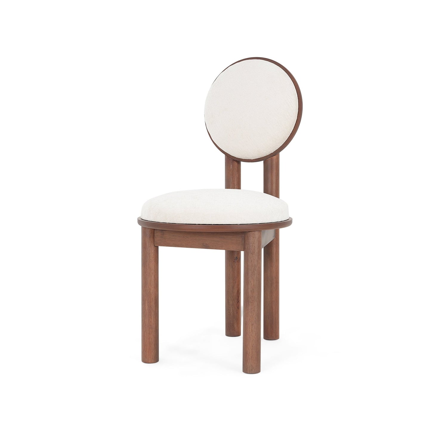 Polyester Beige Fabric Dining Chair with wooden frame (Set of 2) - Walnut - 1st Choice Furniture Direct