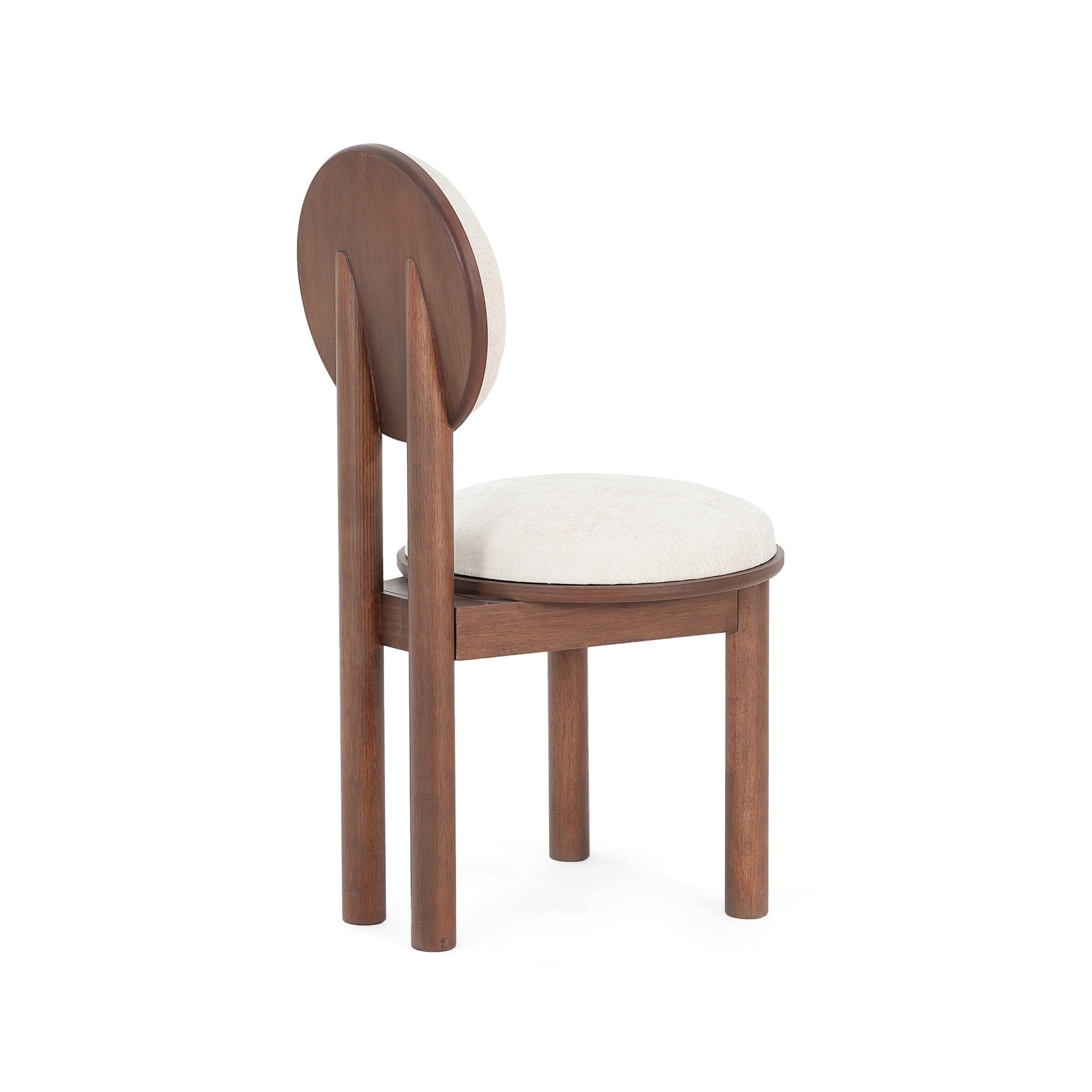 Polyester Beige Fabric Dining Chair with wooden frame (Set of 2) - Walnut - 1st Choice Furniture Direct
