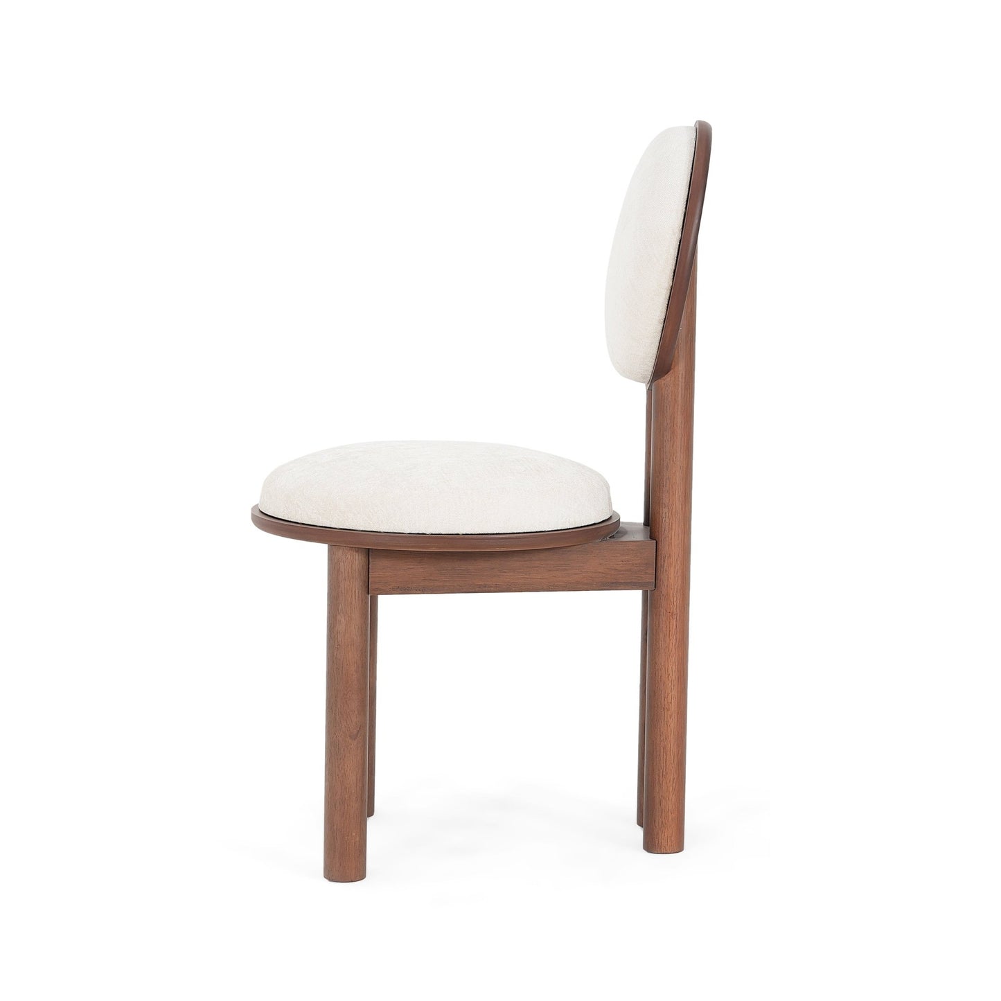Polyester Beige Fabric Dining Chair with wooden frame (Set of 2) - Walnut - 1st Choice Furniture Direct