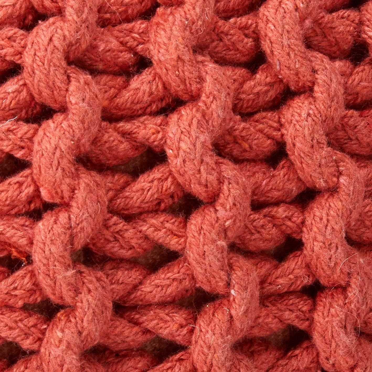 Poona Handcrafted Modern Cotton Pouf, Coral - 1st Choice Furniture Direct