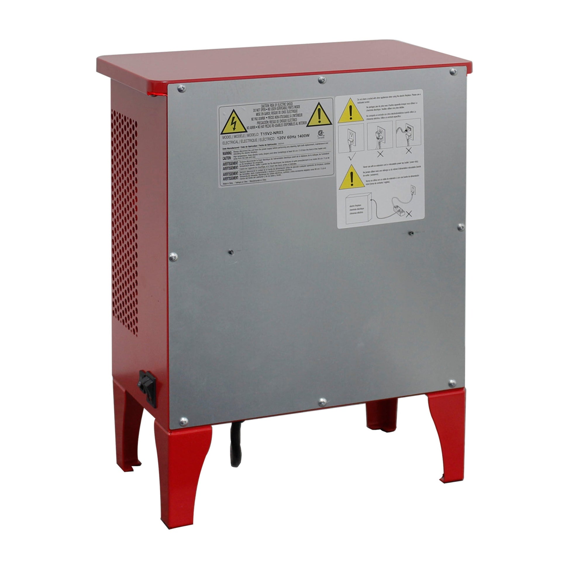 Portable Red Electric Fireplace Heater with 3-Sided Flame View - 1st Choice Furniture Direct