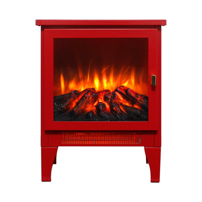 Portable Red Electric Fireplace Heater with 3-Sided Flame View - 1st Choice Furniture Direct