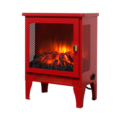Portable Red Electric Fireplace Heater with 3-Sided Flame View - 1st Choice Furniture Direct