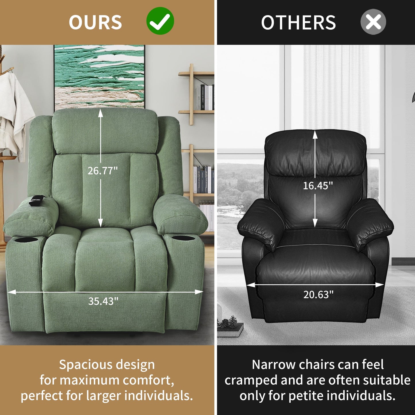 Power Lift Recliner Chair for Elderly,Fabric Lift Chairs for Living Room w/ Extended Footrest,Classic Single Sofa,Home Theater Seating with 2 Cup Holders,Side Pockets,Remote Control(Dark Green) - 1st Choice Furniture Direct