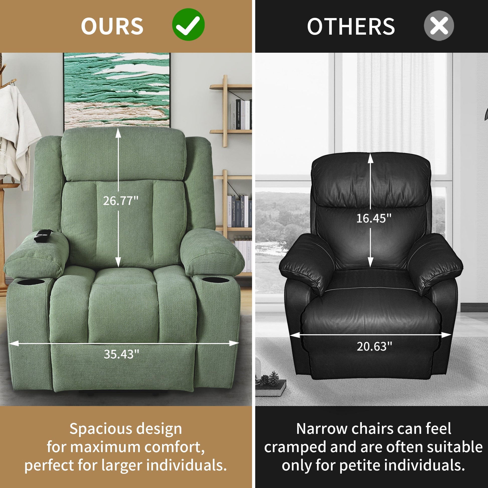 Power Lift Recliner Chair for Elderly,Fabric Lift Chairs for Living Room w/ Extended Footrest,Classic Single Sofa,Home Theater Seating with 2 Cup Holders,Side Pockets,Remote Control(Dark Green) - 1st Choice Furniture Direct