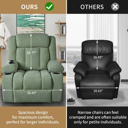 Power Lift Recliner Chair for Elderly,Fabric Lift Chairs for Living Room w/ Extended Footrest,Classic Single Sofa,Home Theater Seating with 2 Cup Holders,Side Pockets,Remote Control(Dark Green) - 1st Choice Furniture Direct