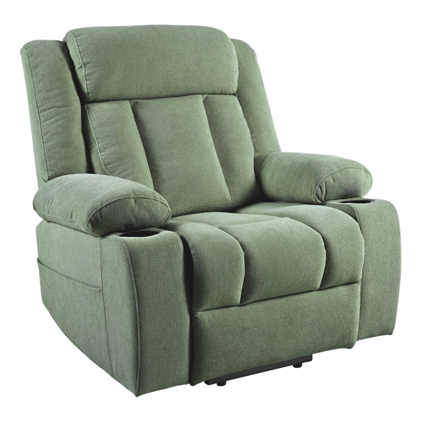 Power Lift Recliner Chair for Elderly,Fabric Lift Chairs for Living Room w/ Extended Footrest,Classic Single Sofa,Home Theater Seating with 2 Cup Holders,Side Pockets,Remote Control(Dark Green) - 1st Choice Furniture Direct