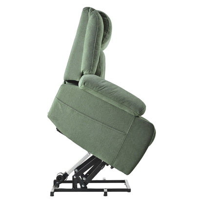 Power Lift Recliner Chair for Elderly,Fabric Lift Chairs for Living Room w/ Extended Footrest,Classic Single Sofa,Home Theater Seating with 2 Cup Holders,Side Pockets,Remote Control(Dark Green) - 1st Choice Furniture Direct