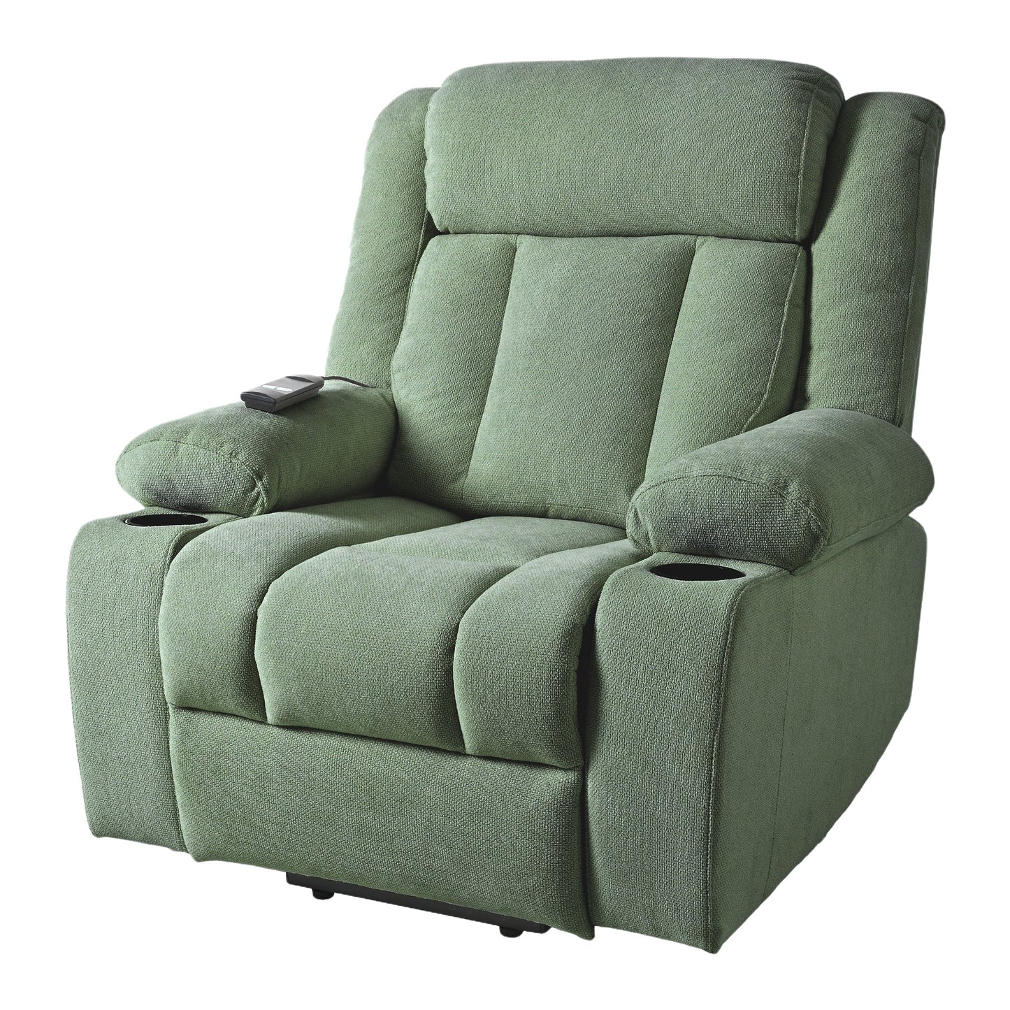 Power Lift Recliner Chair for Elderly,Fabric Lift Chairs for Living Room w/ Extended Footrest,Classic Single Sofa,Home Theater Seating with 2 Cup Holders,Side Pockets,Remote Control(Dark Green) - 1st Choice Furniture Direct