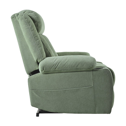 Power Lift Recliner Chair for Elderly,Fabric Lift Chairs for Living Room w/ Extended Footrest,Classic Single Sofa,Home Theater Seating with 2 Cup Holders,Side Pockets,Remote Control(Dark Green) - 1st Choice Furniture Direct