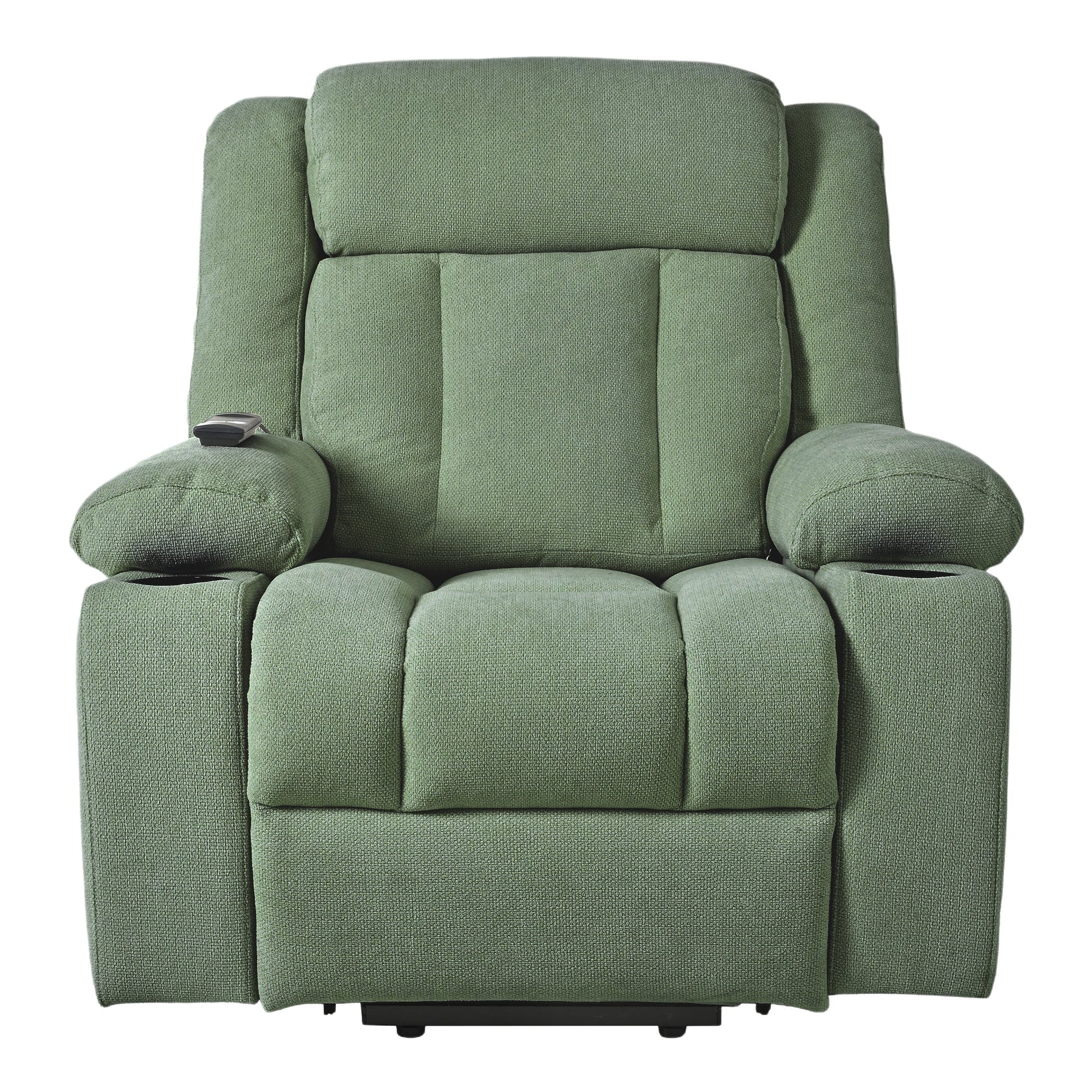 Power Lift Recliner Chair for Elderly,Fabric Lift Chairs for Living Room w/ Extended Footrest,Classic Single Sofa,Home Theater Seating with 2 Cup Holders,Side Pockets,Remote Control(Dark Green) - 1st Choice Furniture Direct