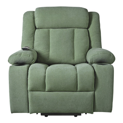 Power Lift Recliner Chair for Elderly,Fabric Lift Chairs for Living Room w/ Extended Footrest,Classic Single Sofa,Home Theater Seating with 2 Cup Holders,Side Pockets,Remote Control(Dark Green) - 1st Choice Furniture Direct