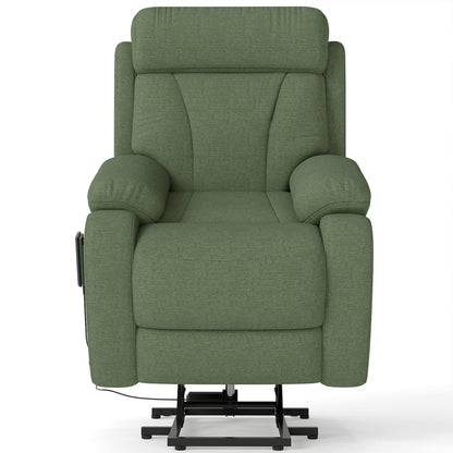 Power Lift Recliner for Elderly, Heavy Duty Lift Chair Recliners for Small Spaces, Electric Recliner Chairs for Seniors, Remote Control, Adjustable, Side Pocket (Dark Green+ Snowflake Velvet) - 1st Choice Furniture Direct