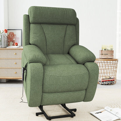 Power Lift Recliner for Elderly, Heavy Duty Lift Chair Recliners for Small Spaces, Electric Recliner Chairs for Seniors, Remote Control, Adjustable, Side Pocket (Dark Green+ Snowflake Velvet) - 1st Choice Furniture Direct