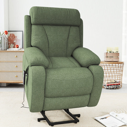 Power Lift Recliner for Elderly, Heavy Duty Lift Chair Recliners for Small Spaces, Electric Recliner Chairs for Seniors, Remote Control, Adjustable, Side Pocket (Dark Green+ Snowflake Velvet) - 1st Choice Furniture Direct