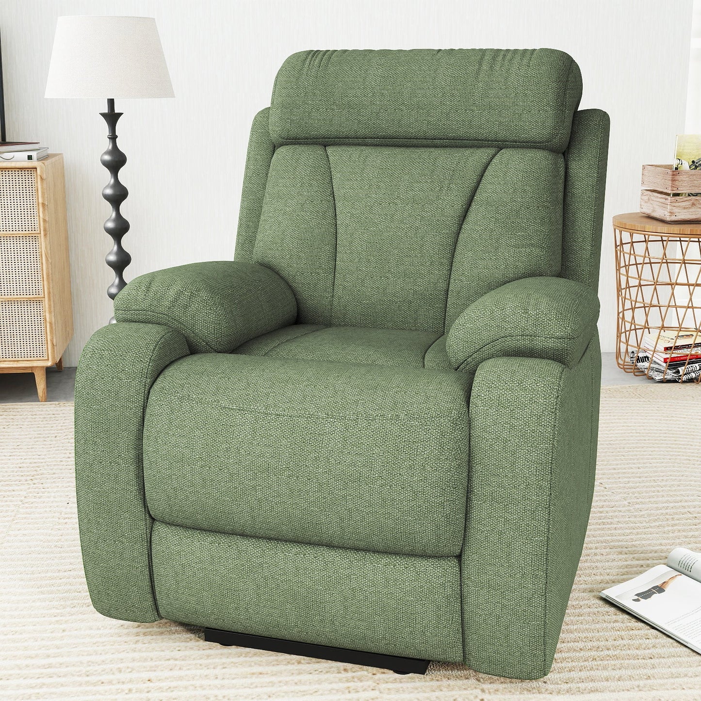 Power Lift Recliner for Elderly, Heavy Duty Lift Chair Recliners for Small Spaces, Electric Recliner Chairs for Seniors, Remote Control, Adjustable, Side Pocket (Dark Green+ Snowflake Velvet) - 1st Choice Furniture Direct