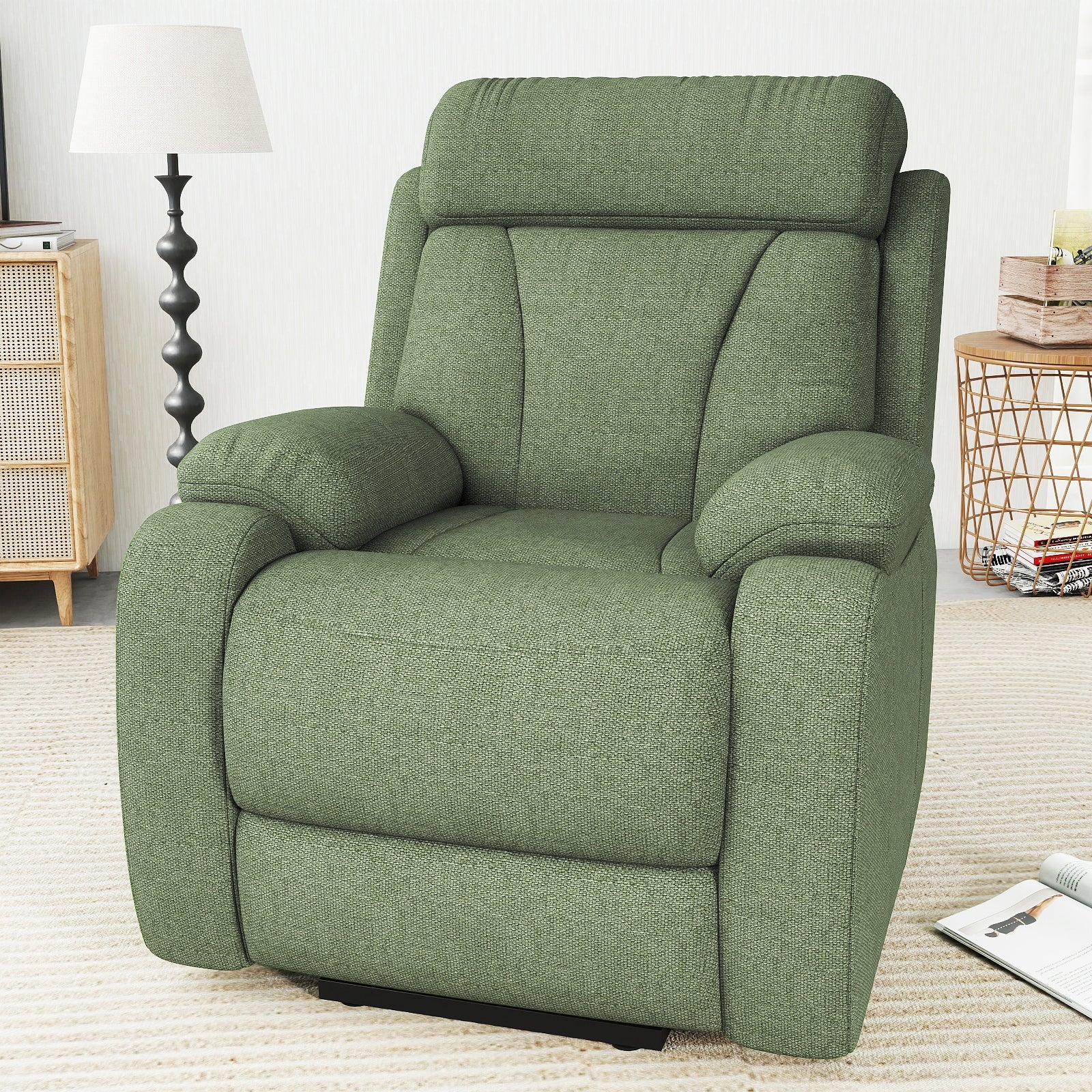 Power Lift Recliner for Elderly, Heavy Duty Lift Chair Recliners for Small Spaces, Electric Recliner Chairs for Seniors, Remote Control, Adjustable, Side Pocket (Dark Green+ Snowflake Velvet) - 1st Choice Furniture Direct