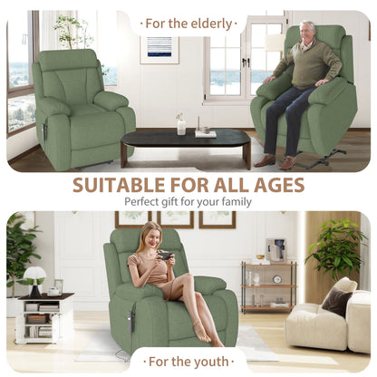 Power Lift Recliner for Elderly, Heavy Duty Lift Chair Recliners for Small Spaces, Electric Recliner Chairs for Seniors, Remote Control, Adjustable, Side Pocket (Dark Green+ Snowflake Velvet) - 1st Choice Furniture Direct