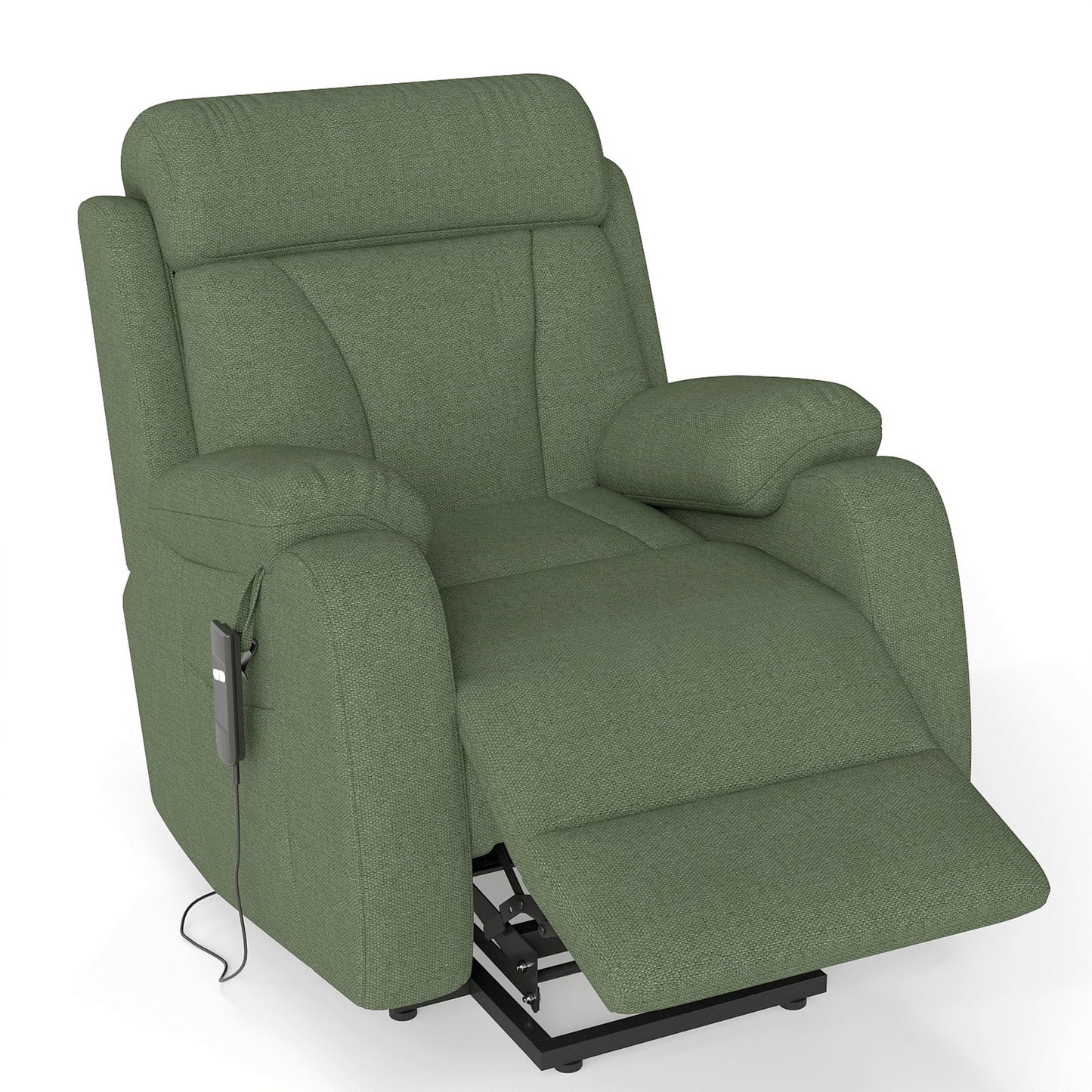 Power Lift Recliner for Elderly, Heavy Duty Lift Chair Recliners for Small Spaces, Electric Recliner Chairs for Seniors, Remote Control, Adjustable, Side Pocket (Dark Green+ Snowflake Velvet) - 1st Choice Furniture Direct