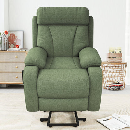 Power Lift Recliner for Elderly, Heavy Duty Lift Chair Recliners for Small Spaces, Electric Recliner Chairs for Seniors, Remote Control, Adjustable, Side Pocket (Dark Green+ Snowflake Velvet) - 1st Choice Furniture Direct