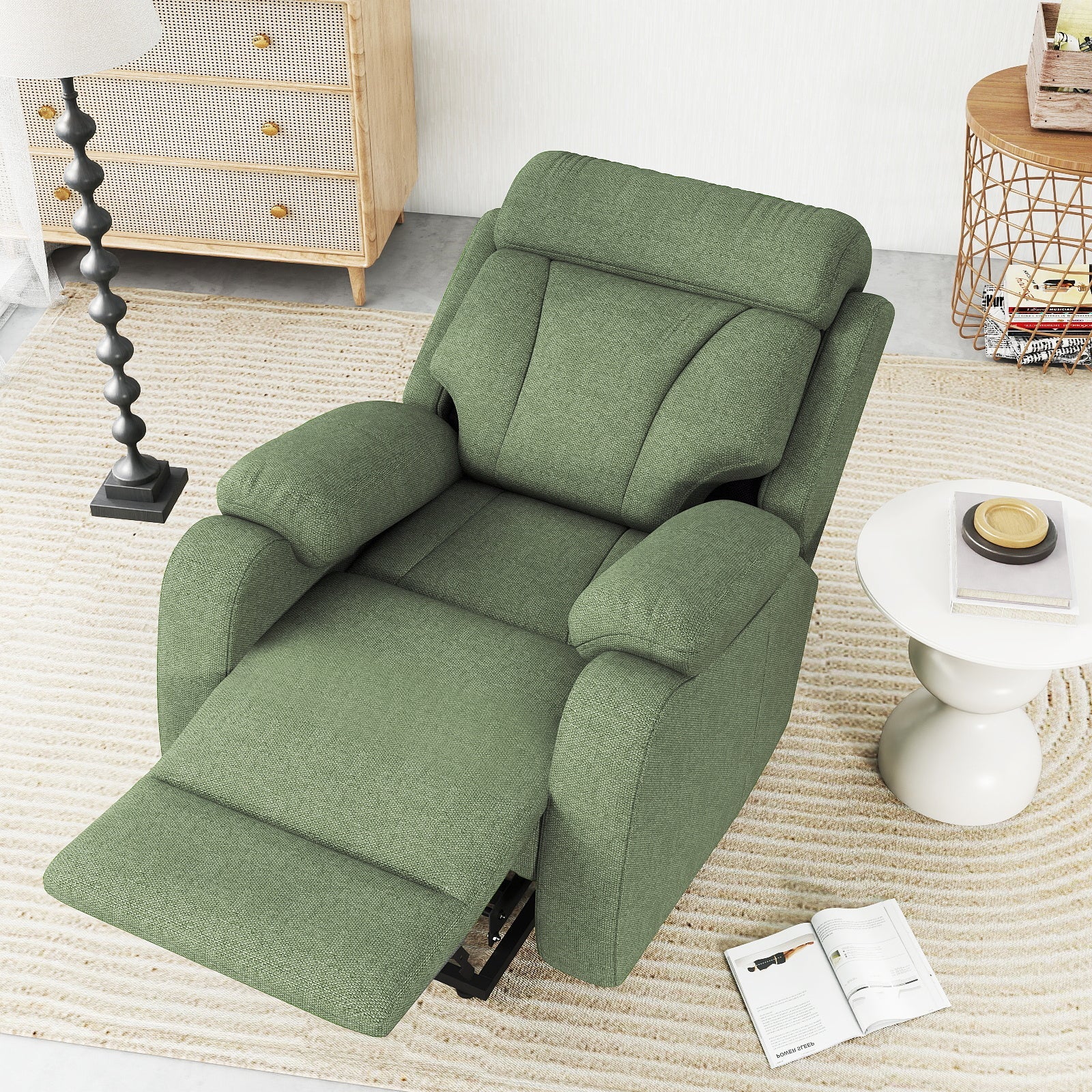 Power Lift Recliner for Elderly, Heavy Duty Lift Chair Recliners for Small Spaces, Electric Recliner Chairs for Seniors, Remote Control, Adjustable, Side Pocket (Dark Green+ Snowflake Velvet) - 1st Choice Furniture Direct