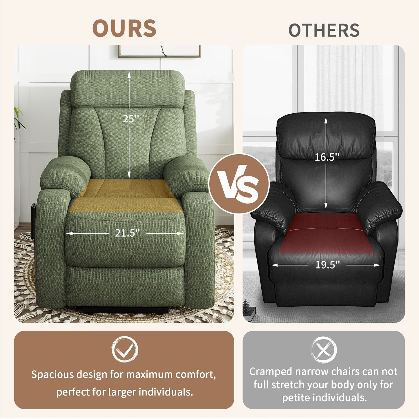 Power Lift Recliner for Elderly, Heavy Duty Lift Chair Recliners for Small Spaces, Electric Recliner Chairs for Seniors, Remote Control, Adjustable, Side Pocket (Dark Green+ Snowflake Velvet) - 1st Choice Furniture Direct