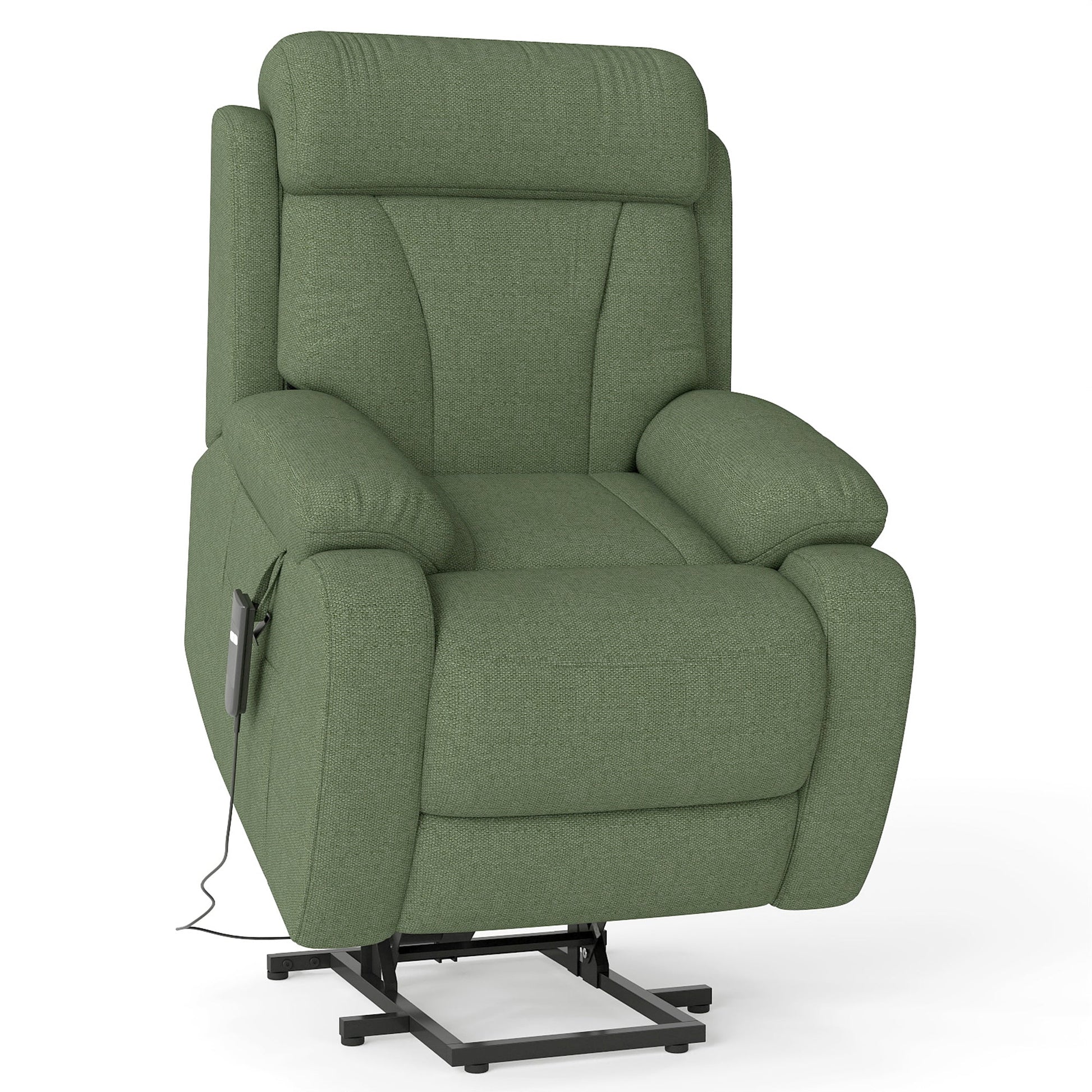 Power Lift Recliner for Elderly, Heavy Duty Lift Chair Recliners for Small Spaces, Electric Recliner Chairs for Seniors, Remote Control, Adjustable, Side Pocket (Dark Green+ Snowflake Velvet) - 1st Choice Furniture Direct