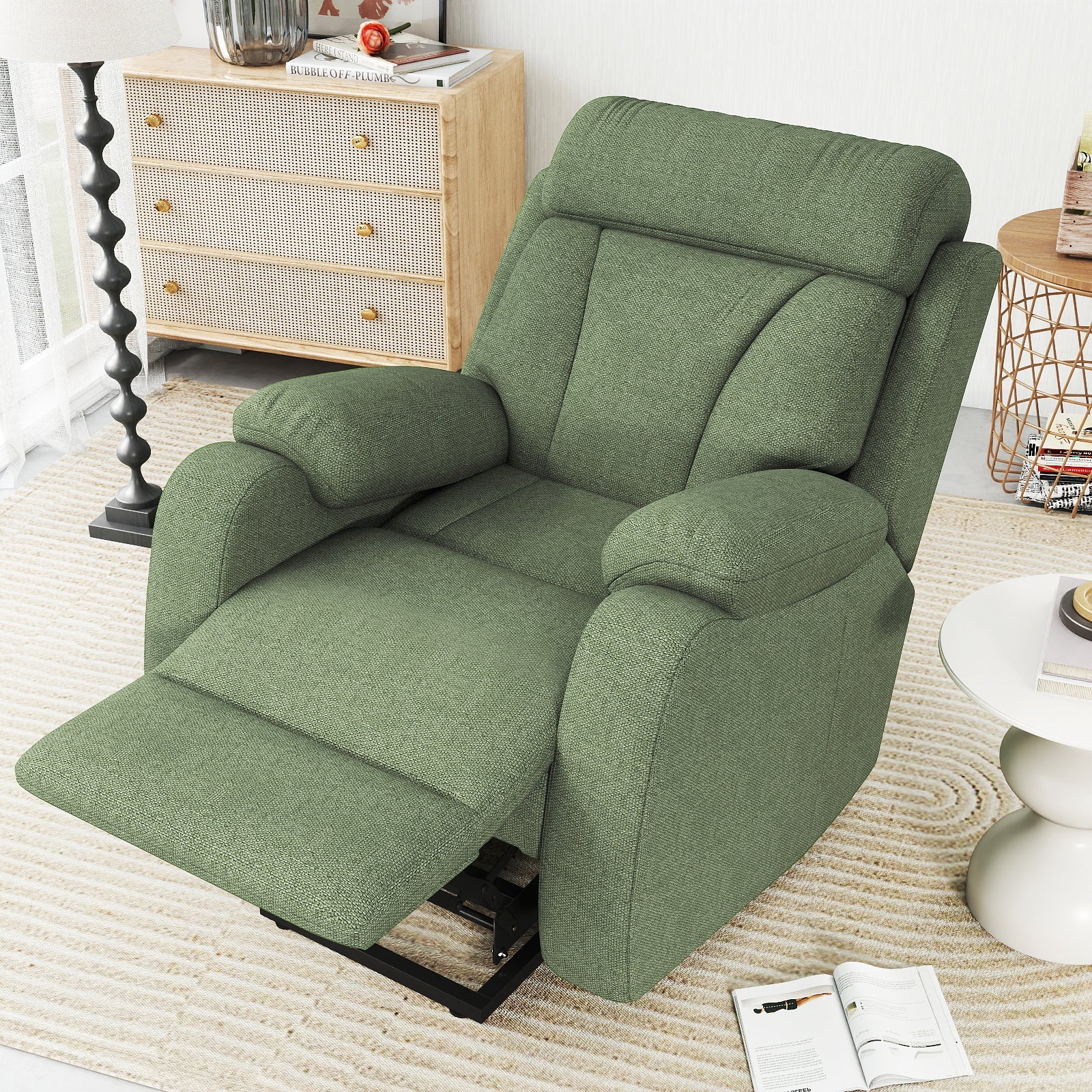 Power Lift Recliner for Elderly, Heavy Duty Lift Chair Recliners for Small Spaces, Electric Recliner Chairs for Seniors, Remote Control, Adjustable, Side Pocket (Dark Green+ Snowflake Velvet) - 1st Choice Furniture Direct