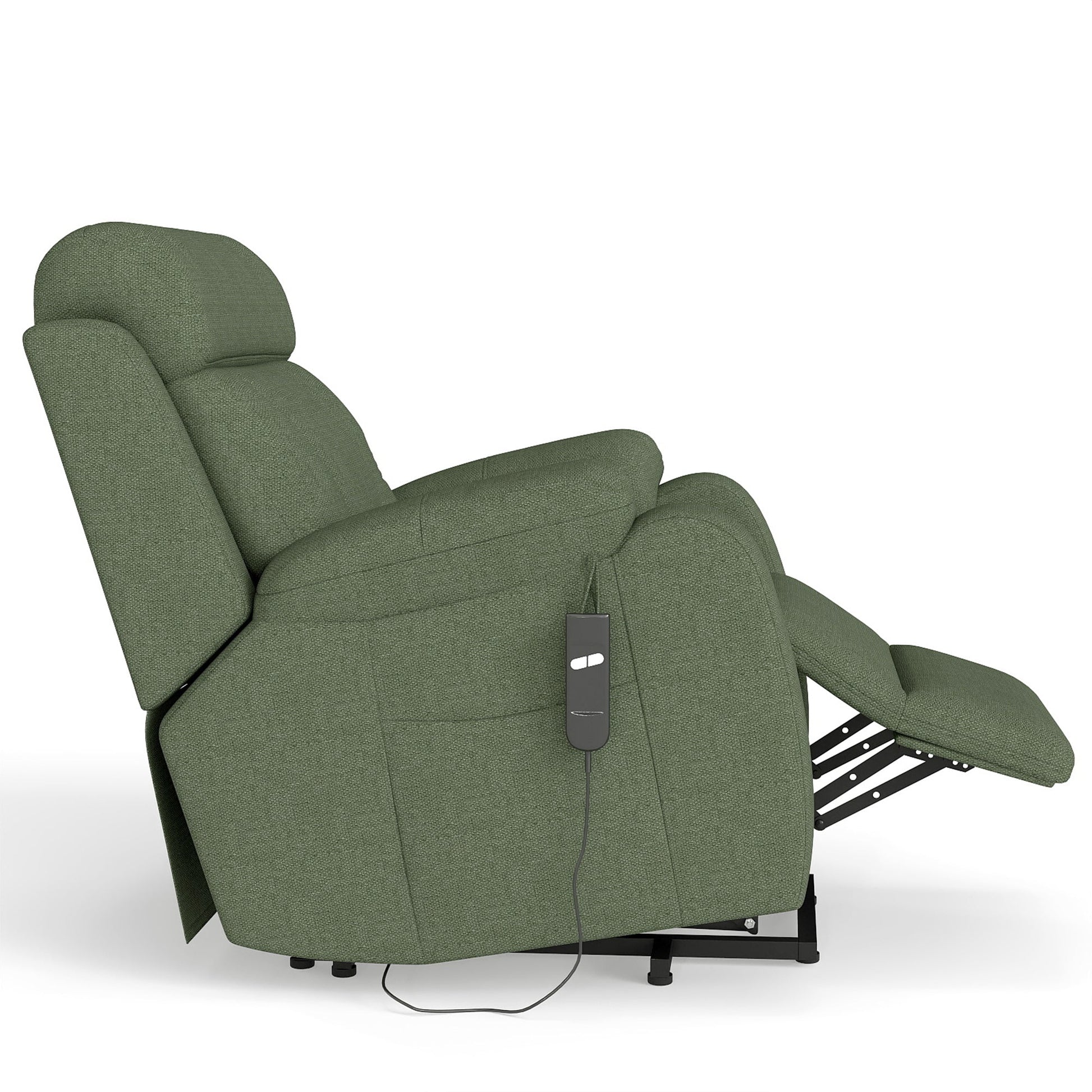 Power Lift Recliner for Elderly, Heavy Duty Lift Chair Recliners for Small Spaces, Electric Recliner Chairs for Seniors, Remote Control, Adjustable, Side Pocket (Dark Green+ Snowflake Velvet) - 1st Choice Furniture Direct