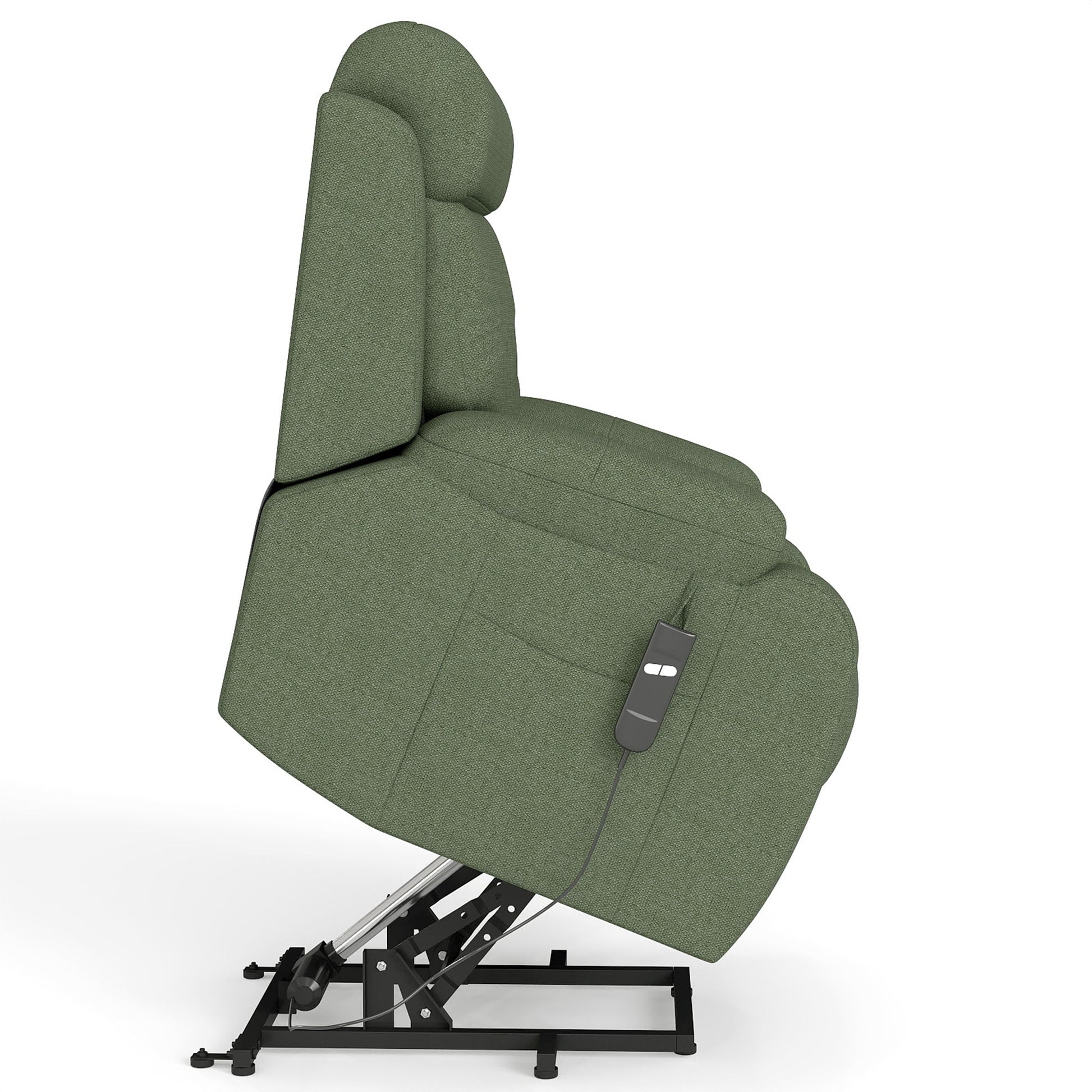 Power Lift Recliner for Elderly, Heavy Duty Lift Chair Recliners for Small Spaces, Electric Recliner Chairs for Seniors, Remote Control, Adjustable, Side Pocket (Dark Green+ Snowflake Velvet) - 1st Choice Furniture Direct