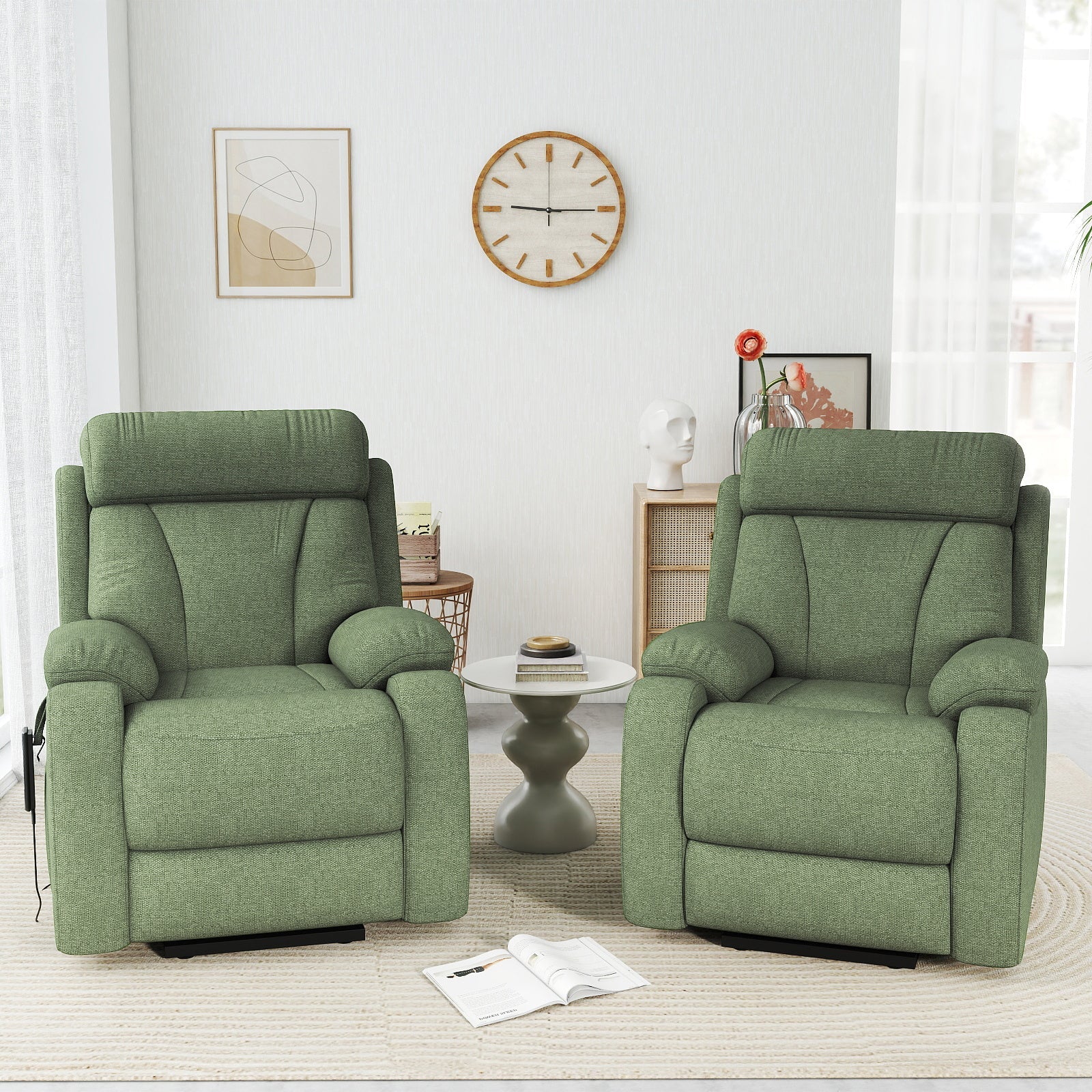 Power Lift Recliner for Elderly, Heavy Duty Lift Chair Recliners for Small Spaces, Electric Recliner Chairs for Seniors, Remote Control, Adjustable, Side Pocket (Dark Green+ Snowflake Velvet) - 1st Choice Furniture Direct