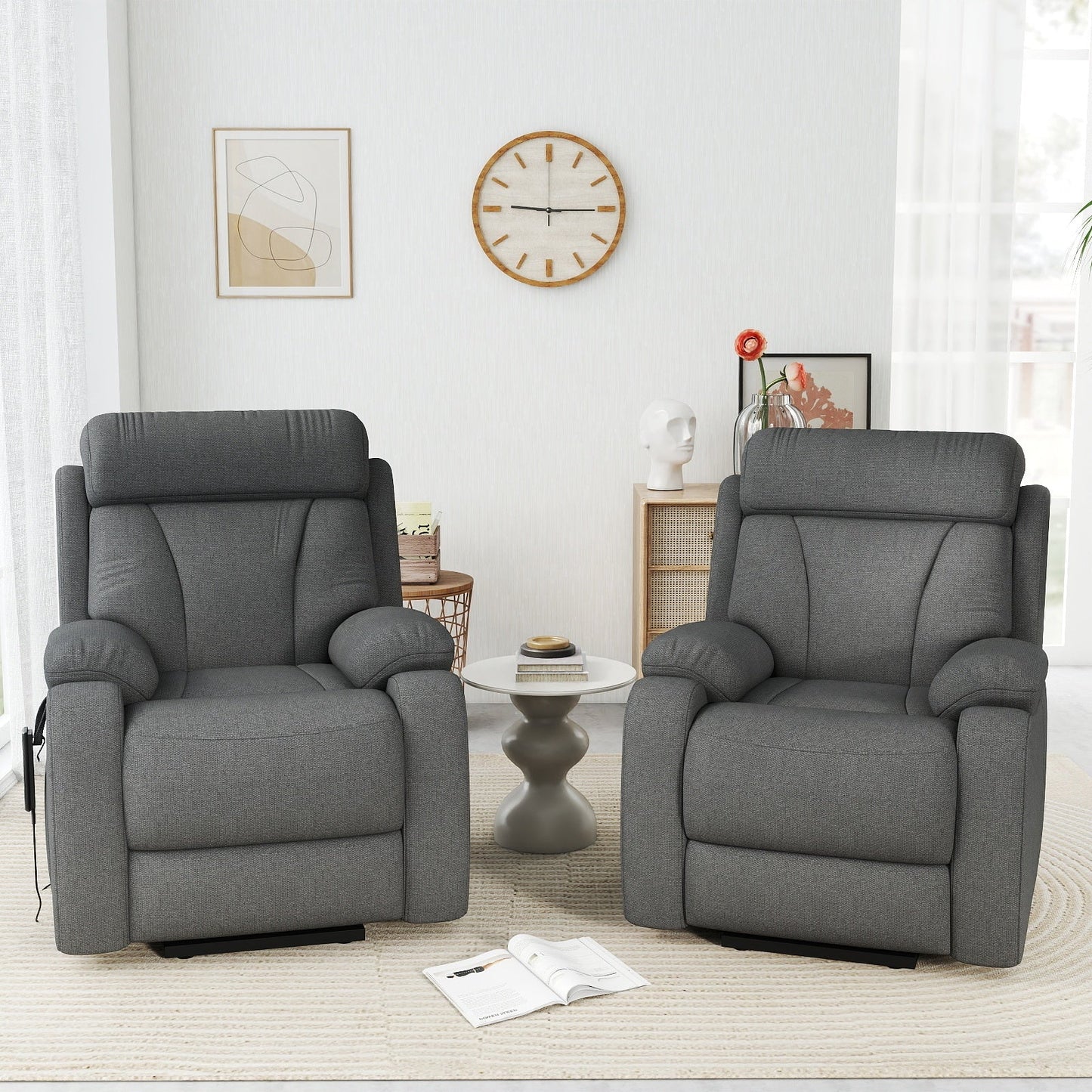 Power Lift Recliner for Elderly, Lift Chair Recliners for Small Spaces, Electric Recliner Chairs for Seniors, Remote Control, Adjustable, Side Pocket (Dark Gray+ Snowflake Velvet) - 1st Choice Furniture Direct