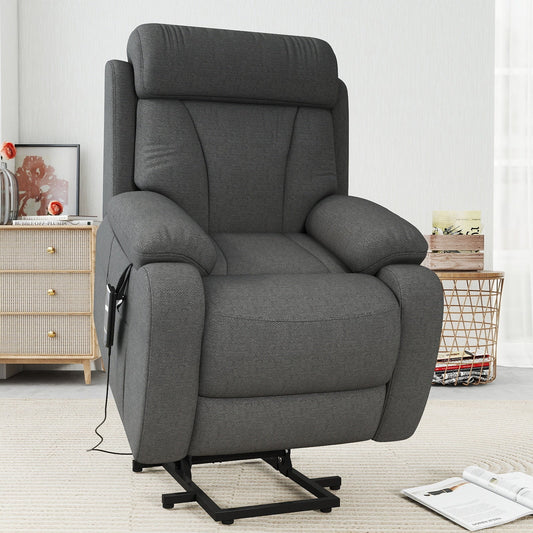 Power Lift Recliner for Elderly, Lift Chair Recliners for Small Spaces, Electric Recliner Chairs for Seniors, Remote Control, Adjustable, Side Pocket (Dark Gray+ Snowflake Velvet) - 1st Choice Furniture Direct