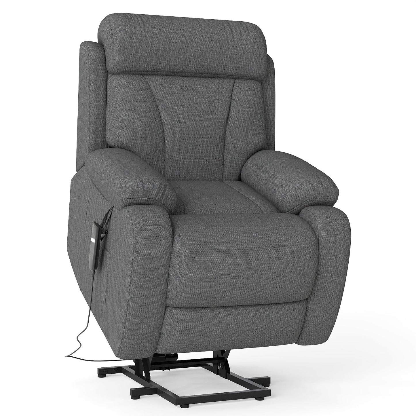 Power Lift Recliner for Elderly, Lift Chair Recliners for Small Spaces, Electric Recliner Chairs for Seniors, Remote Control, Adjustable, Side Pocket (Dark Gray+ Snowflake Velvet) - 1st Choice Furniture Direct