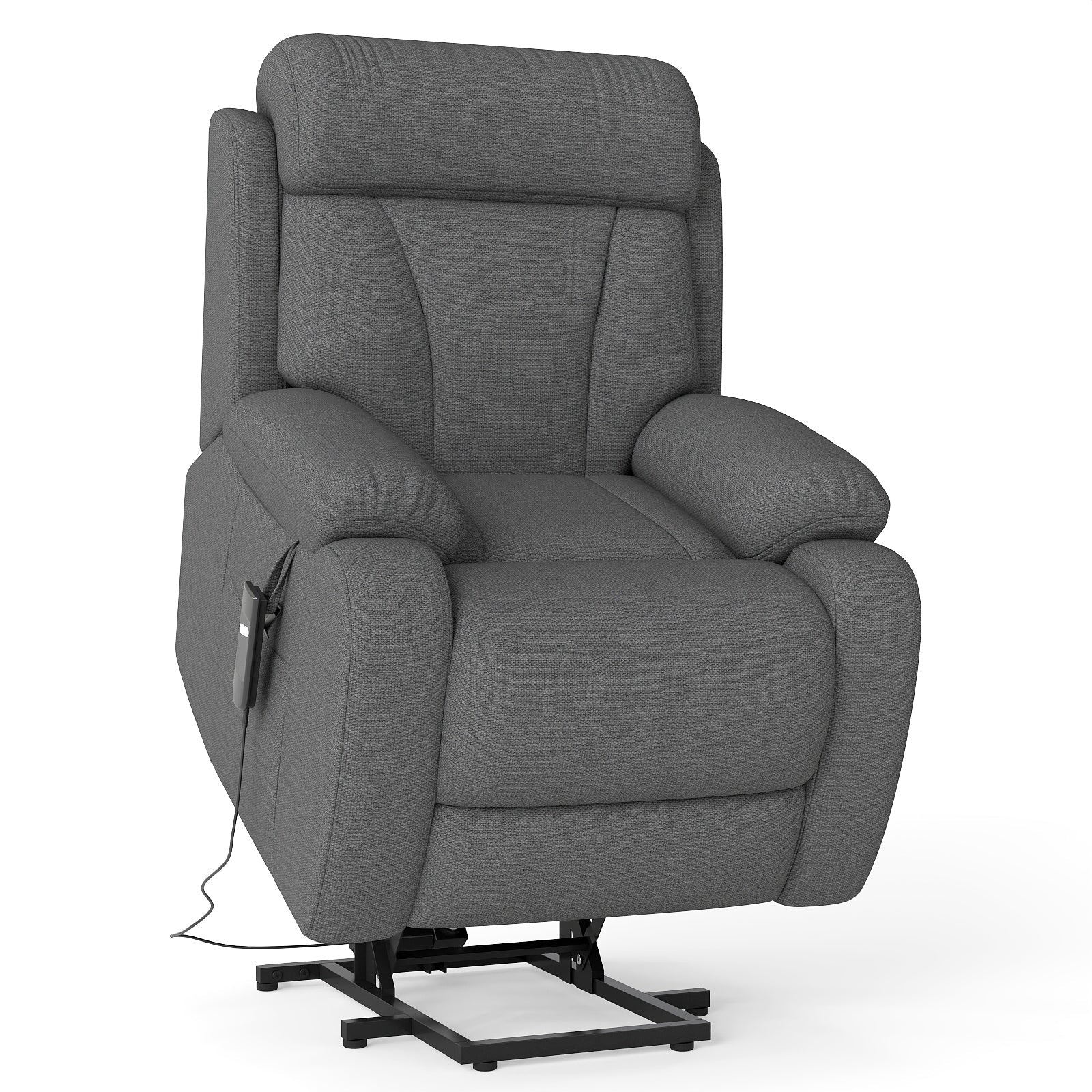 Power Lift Recliner for Elderly, Lift Chair Recliners for Small Spaces, Electric Recliner Chairs for Seniors, Remote Control, Adjustable, Side Pocket (Dark Gray+ Snowflake Velvet) - 1st Choice Furniture Direct