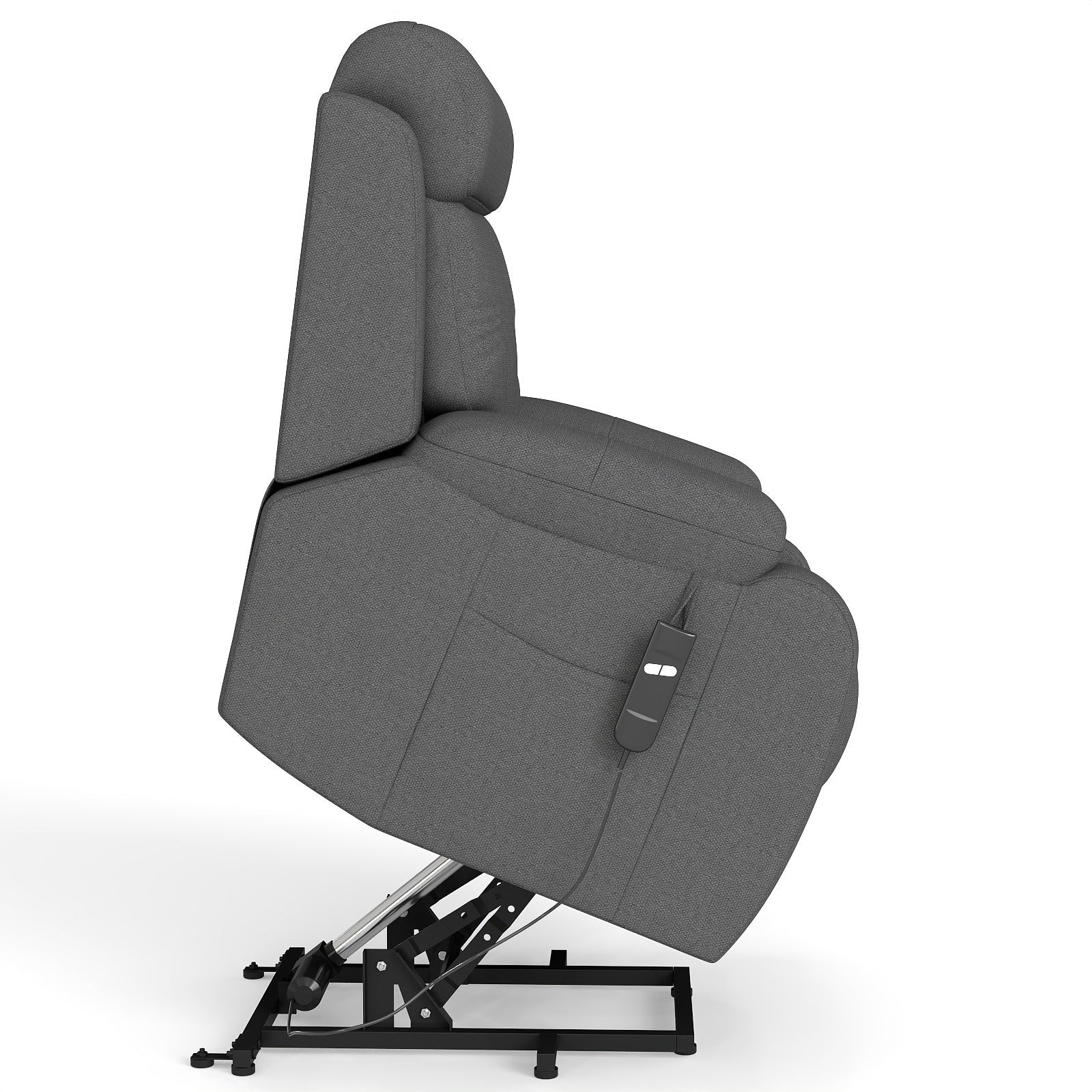 Power Lift Recliner for Elderly, Lift Chair Recliners for Small Spaces, Electric Recliner Chairs for Seniors, Remote Control, Adjustable, Side Pocket (Dark Gray+ Snowflake Velvet) - 1st Choice Furniture Direct