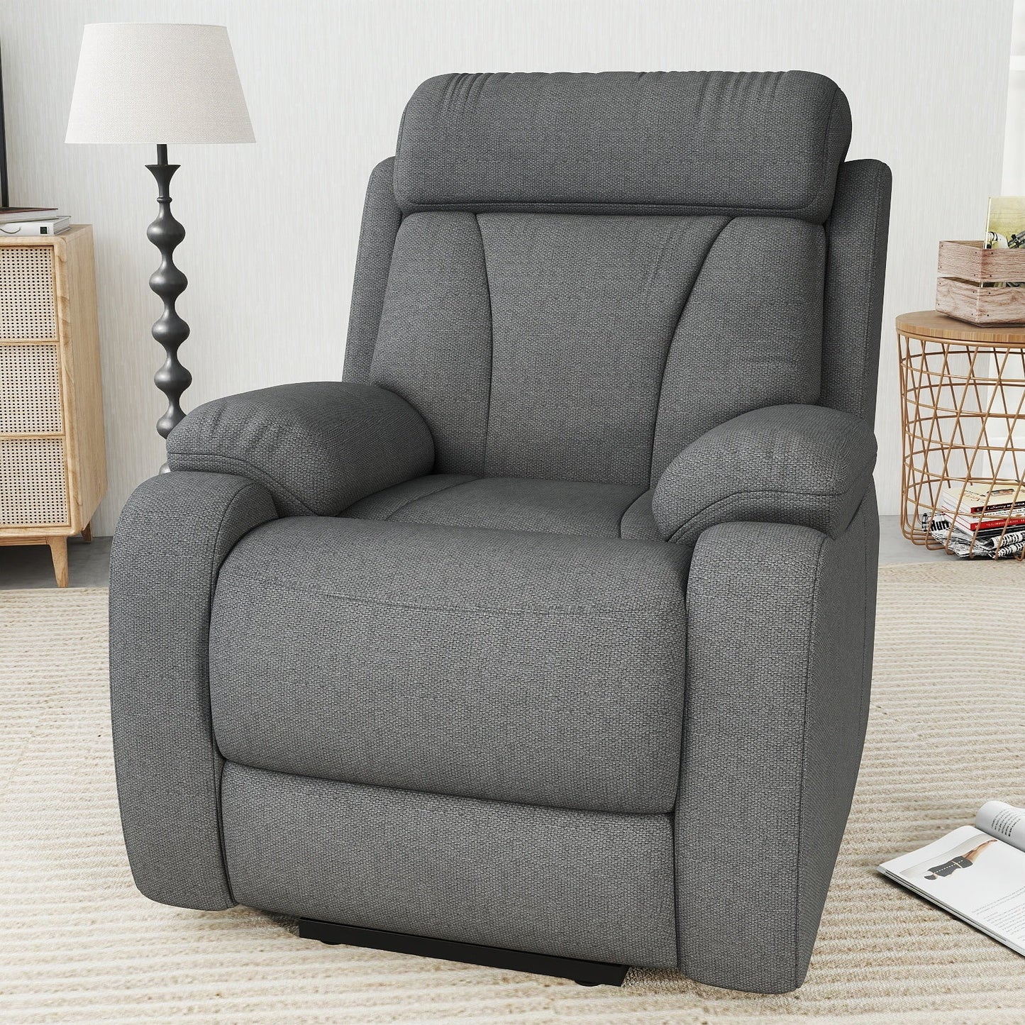 Power Lift Recliner for Elderly, Lift Chair Recliners for Small Spaces, Electric Recliner Chairs for Seniors, Remote Control, Adjustable, Side Pocket (Dark Gray+ Snowflake Velvet) - 1st Choice Furniture Direct
