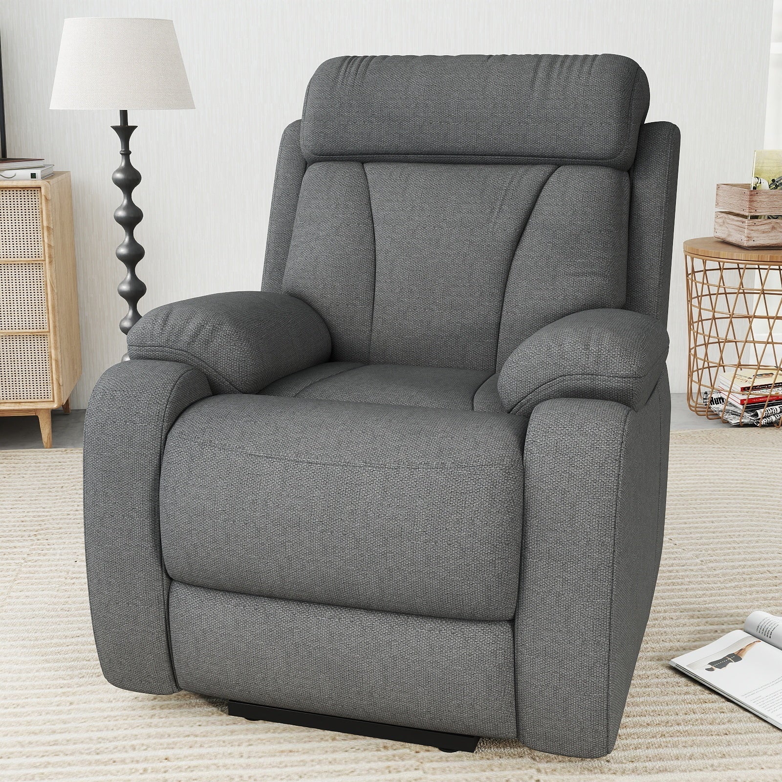 Power Lift Recliner for Elderly, Lift Chair Recliners for Small Spaces, Electric Recliner Chairs for Seniors, Remote Control, Adjustable, Side Pocket (Dark Gray+ Snowflake Velvet) - 1st Choice Furniture Direct