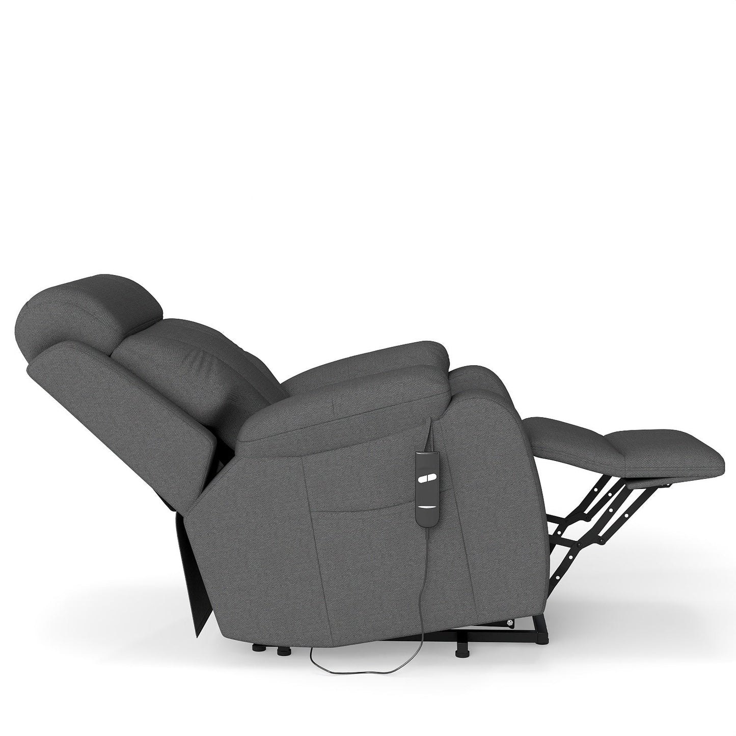 Power Lift Recliner for Elderly, Lift Chair Recliners for Small Spaces, Electric Recliner Chairs for Seniors, Remote Control, Adjustable, Side Pocket (Dark Gray+ Snowflake Velvet) - 1st Choice Furniture Direct
