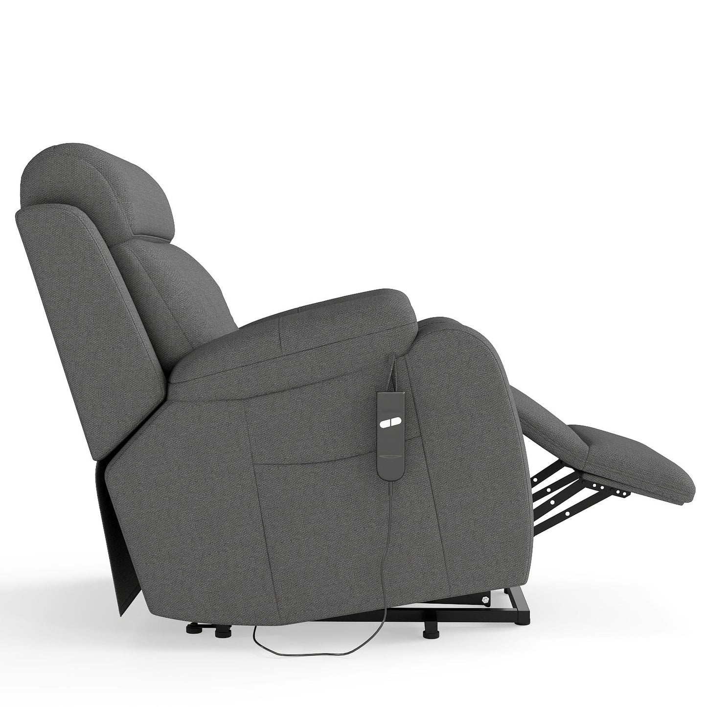 Power Lift Recliner for Elderly, Lift Chair Recliners for Small Spaces, Electric Recliner Chairs for Seniors, Remote Control, Adjustable, Side Pocket (Dark Gray+ Snowflake Velvet) - 1st Choice Furniture Direct