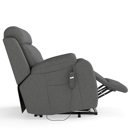 Power Lift Recliner for Elderly, Lift Chair Recliners for Small Spaces, Electric Recliner Chairs for Seniors, Remote Control, Adjustable, Side Pocket (Dark Gray+ Snowflake Velvet) - 1st Choice Furniture Direct