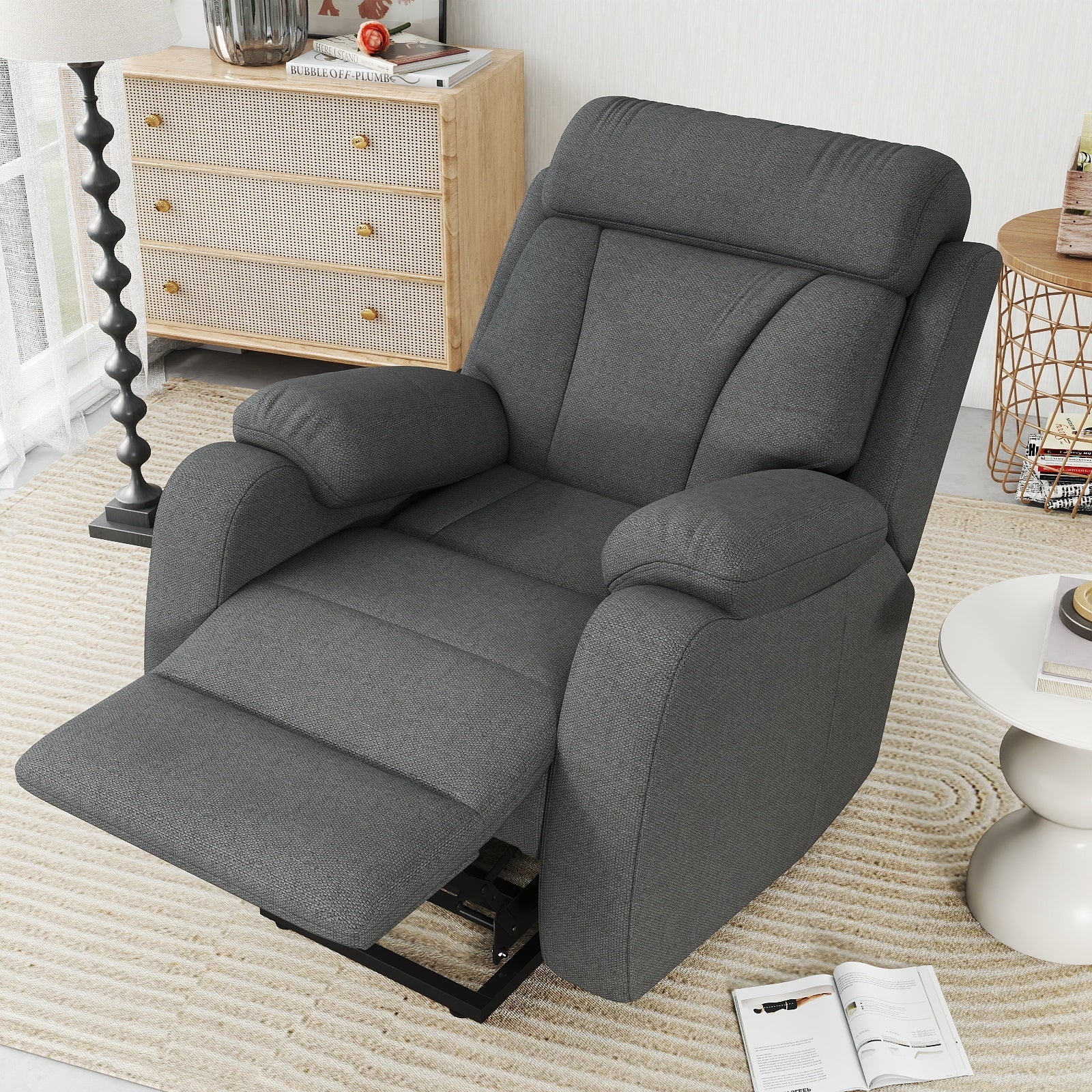 Power Lift Recliner for Elderly, Lift Chair Recliners for Small Spaces, Electric Recliner Chairs for Seniors, Remote Control, Adjustable, Side Pocket (Dark Gray+ Snowflake Velvet) - 1st Choice Furniture Direct