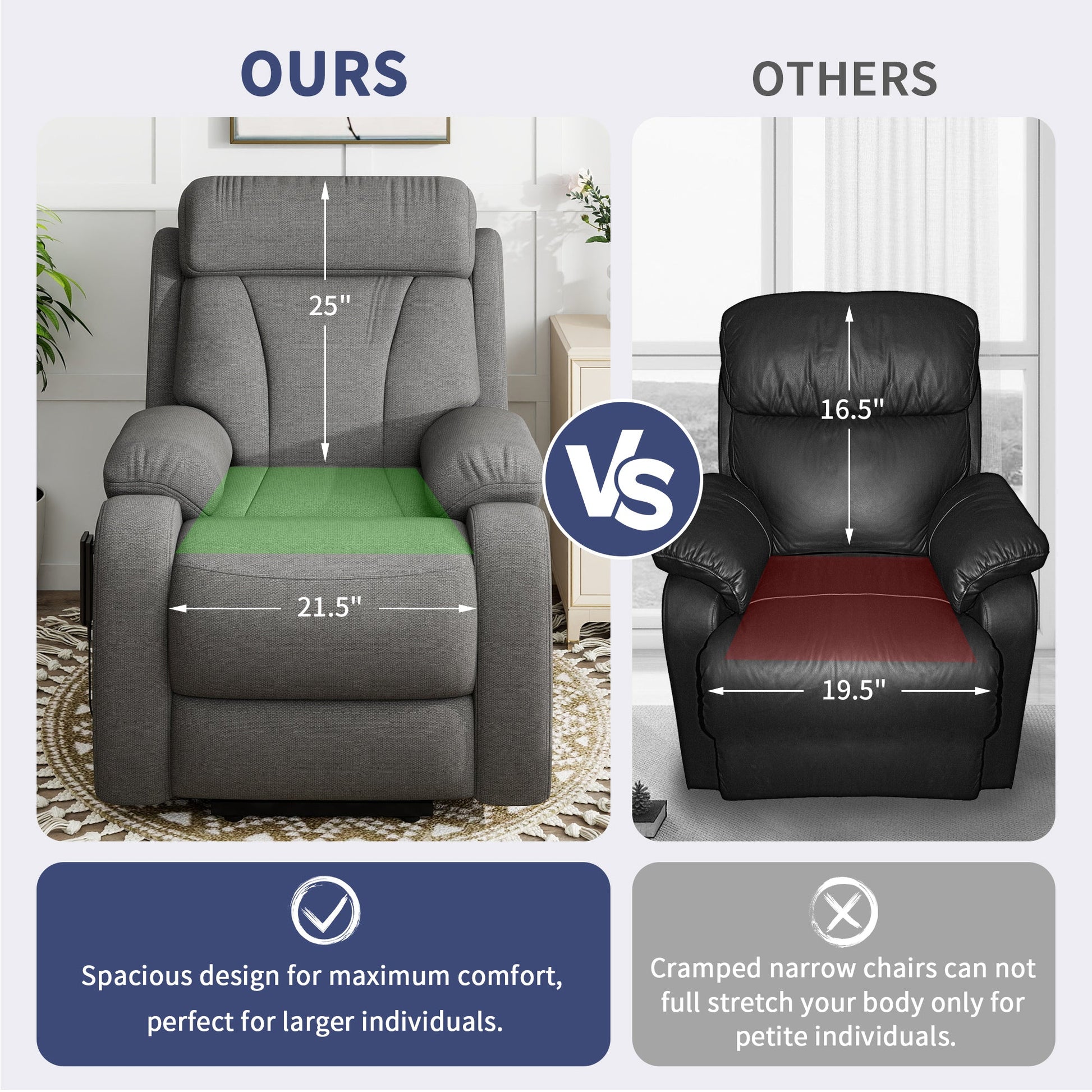 Power Lift Recliner for Elderly, Lift Chair Recliners for Small Spaces, Electric Recliner Chairs for Seniors, Remote Control, Adjustable, Side Pocket (Dark Gray+ Snowflake Velvet) - 1st Choice Furniture Direct