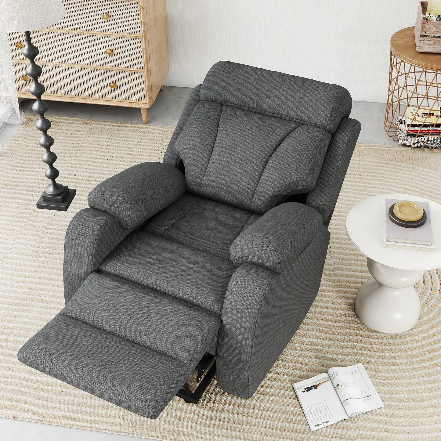 Power Lift Recliner for Elderly, Lift Chair Recliners for Small Spaces, Electric Recliner Chairs for Seniors, Remote Control, Adjustable, Side Pocket (Dark Gray+ Snowflake Velvet) - 1st Choice Furniture Direct