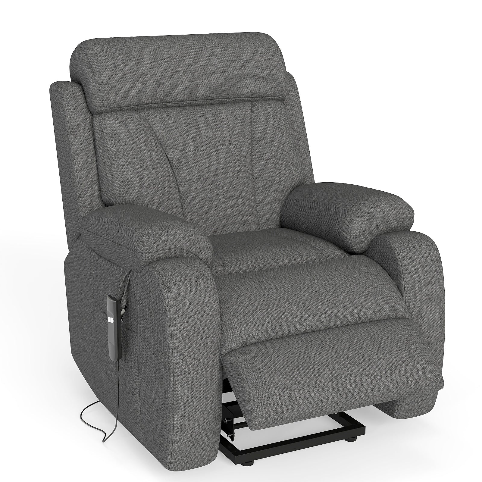 Power Lift Recliner for Elderly, Lift Chair Recliners for Small Spaces, Electric Recliner Chairs for Seniors, Remote Control, Adjustable, Side Pocket (Dark Gray+ Snowflake Velvet) - 1st Choice Furniture Direct