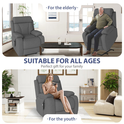 Power Lift Recliner for Elderly, Lift Chair Recliners for Small Spaces, Electric Recliner Chairs for Seniors, Remote Control, Adjustable, Side Pocket (Dark Gray+ Snowflake Velvet) - 1st Choice Furniture Direct