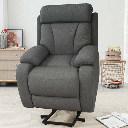 Power Lift Recliner for Elderly, Lift Chair Recliners for Small Spaces, Electric Recliner Chairs for Seniors, Remote Control, Adjustable, Side Pocket (Dark Gray+ Snowflake Velvet) - 1st Choice Furniture Direct