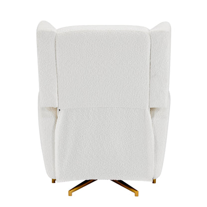Power Recliner Chair Swivel,Boucle Upholstered 360° Swivel Recliner with gold 5 star base - Beige - 1st Choice Furniture Direct