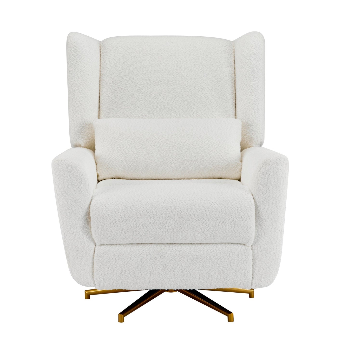 Power Recliner Chair Swivel,Boucle Upholstered 360° Swivel Recliner with gold 5 star base - Beige - 1st Choice Furniture Direct