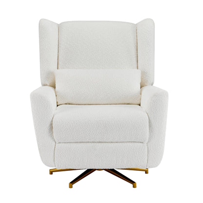 Power Recliner Chair Swivel,Boucle Upholstered 360° Swivel Recliner with gold 5 star base - Beige - 1st Choice Furniture Direct